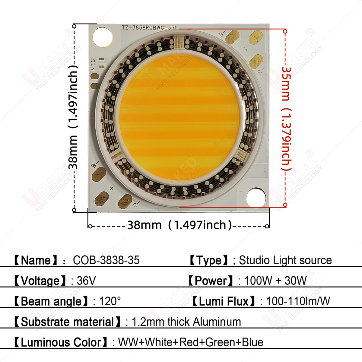 38x38mm 290W COB SMD LED Beads - Photography Lighting Options のレビューと価格