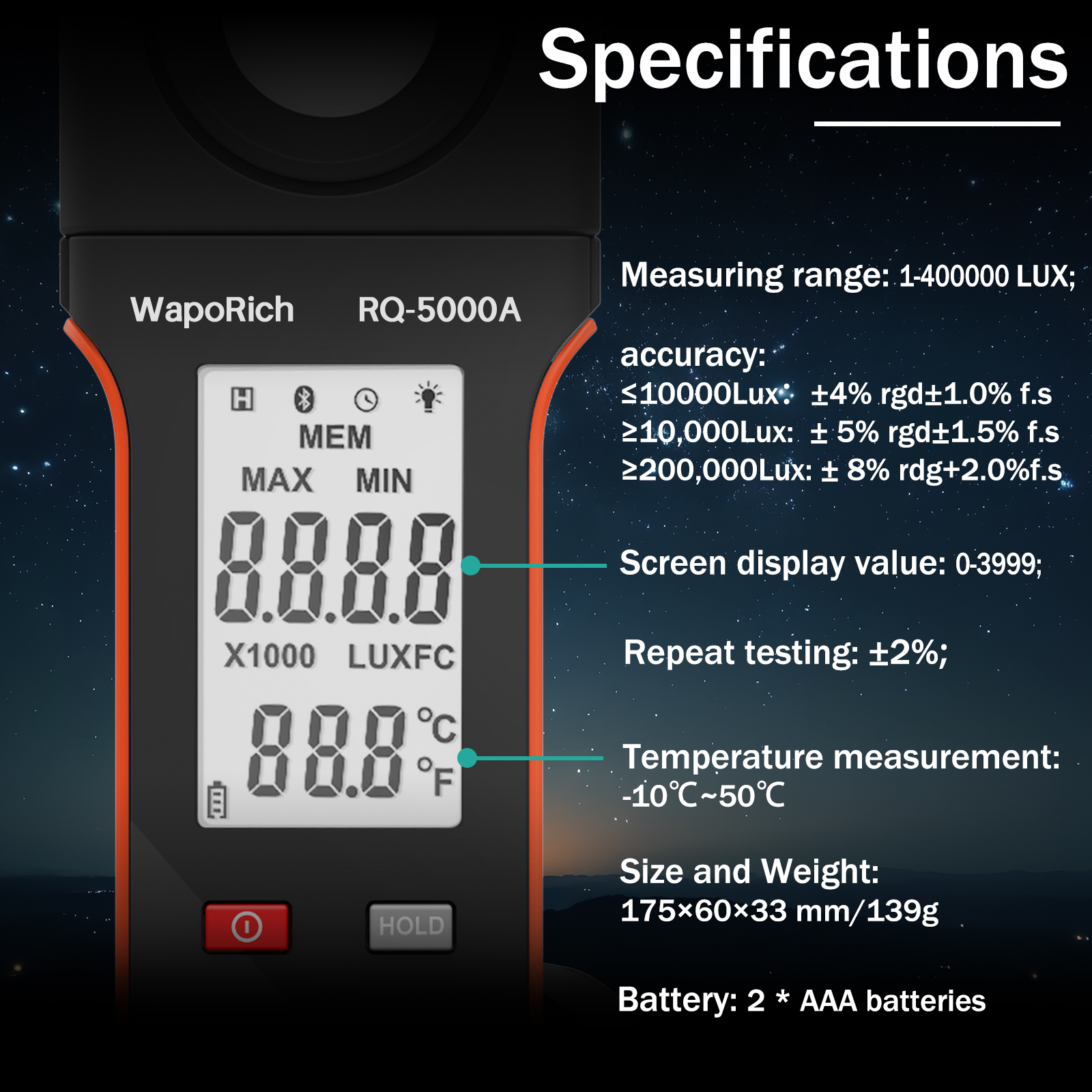 5000A Digital Light Meter 0-40 - Photography Lighting Meter のレビューと価格