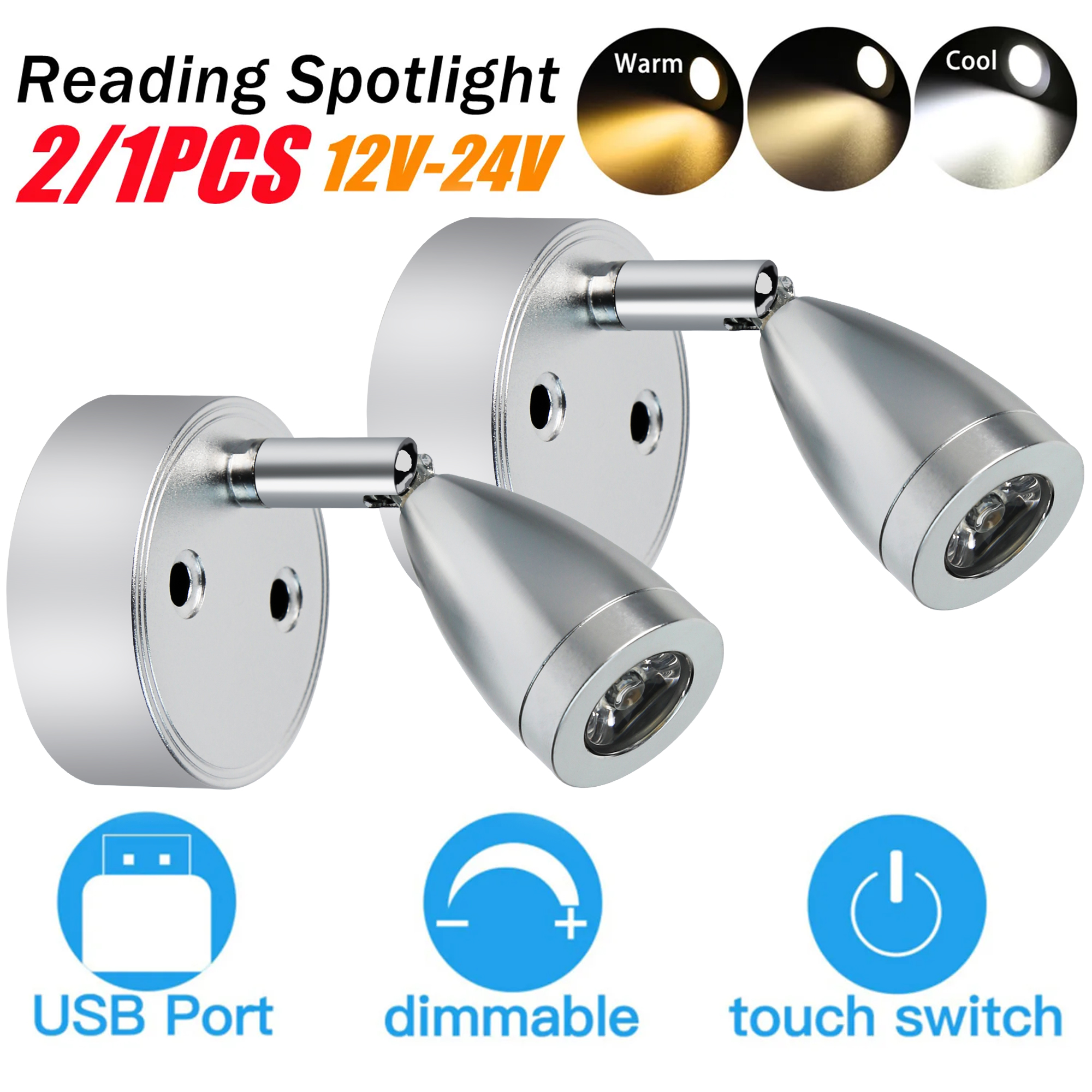 2/1PCS Silver/Black DC 12-24V  - Interior Photography Lighting のレビューと価格