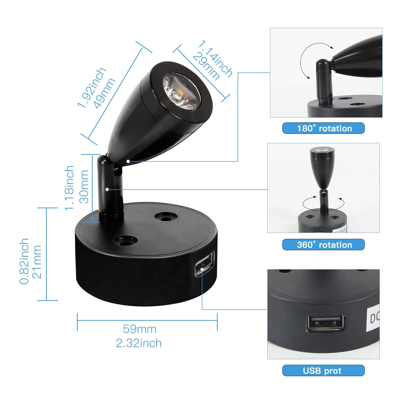 2/1PCS Silver/Black DC 12-24V  - Interior Photography Lighting のレビューと価格
