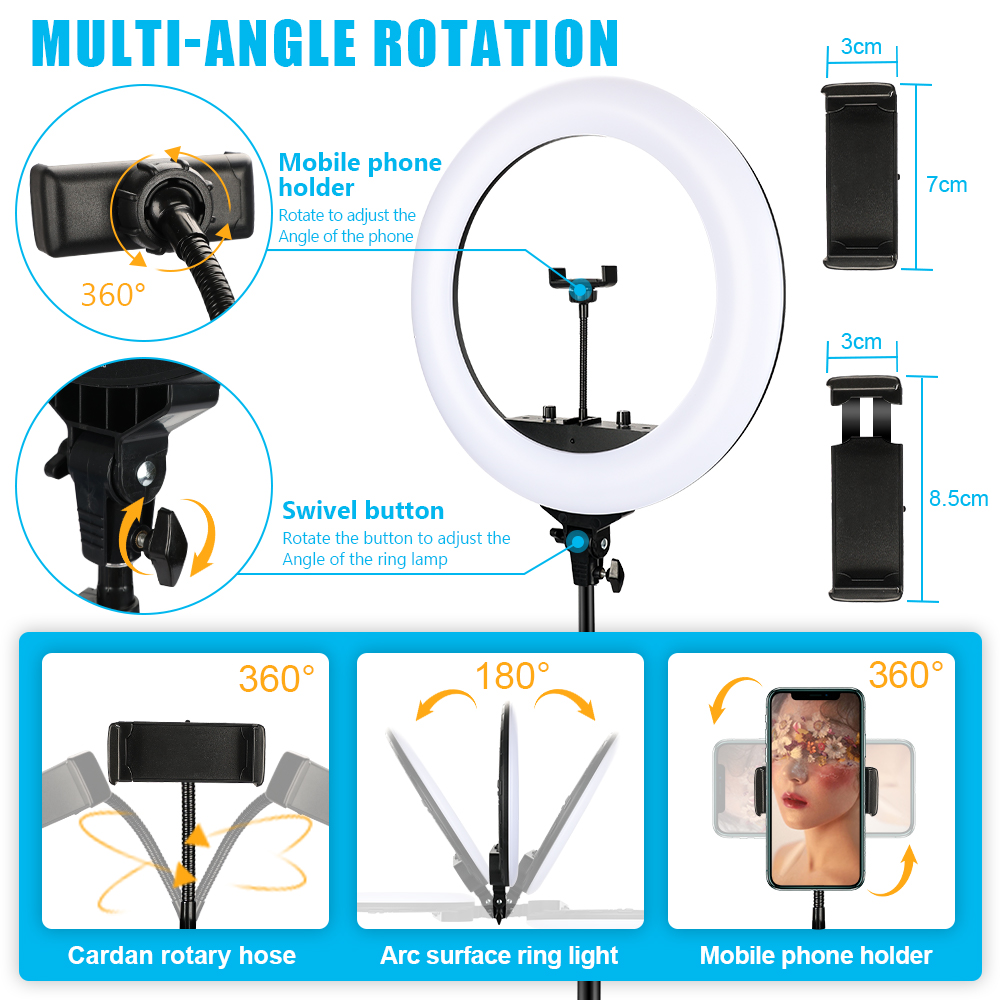 22 Inch LED Ring Light Selfie  - Photography Lighting With Umbrella のレビューと価格