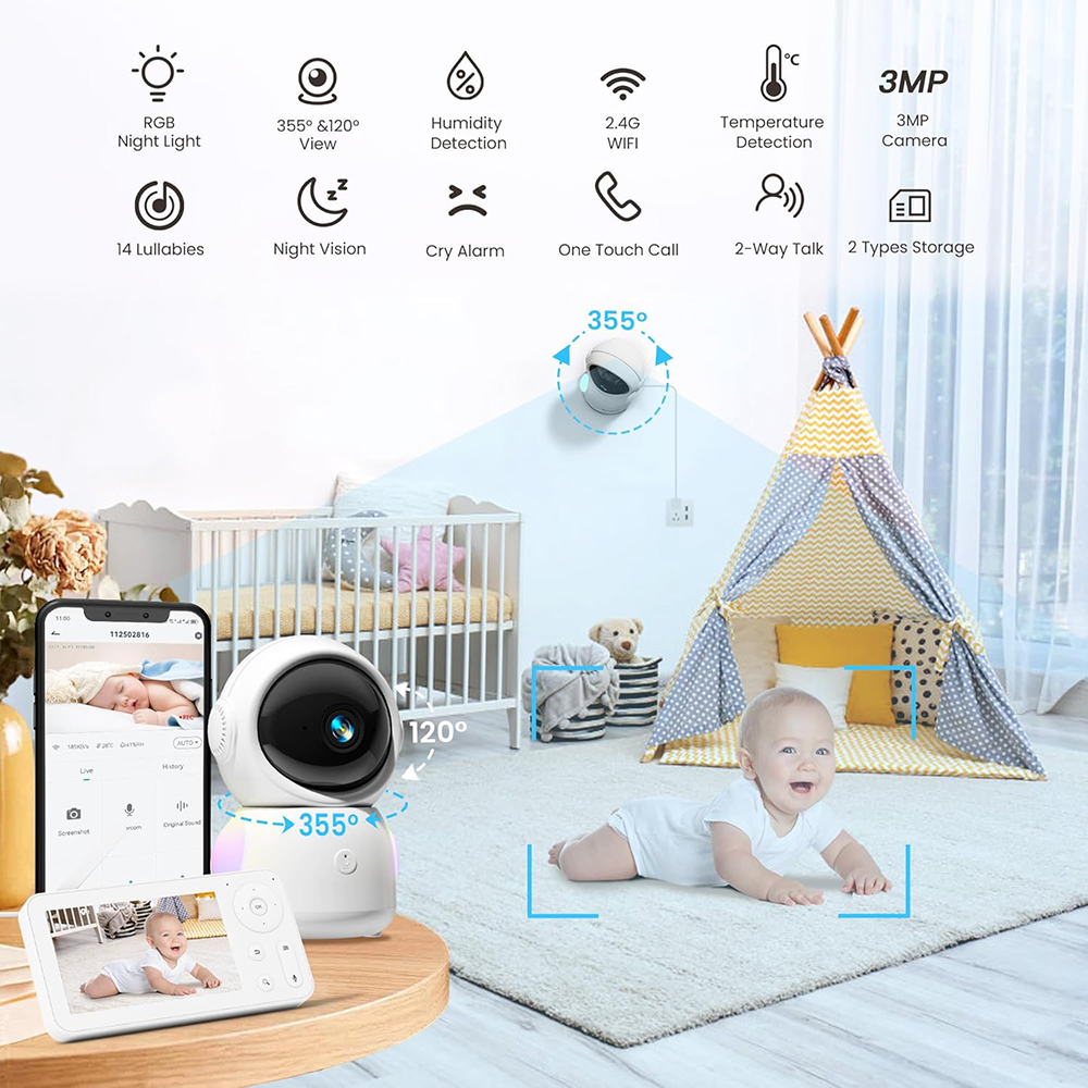 2K Baby Monitor with 2 Cameras - Photography Lighting With Umbrella のレビューと価格