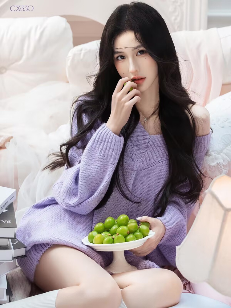 Autumn Winter Purple Sweater O - Lighting In Photography のレビューと価格